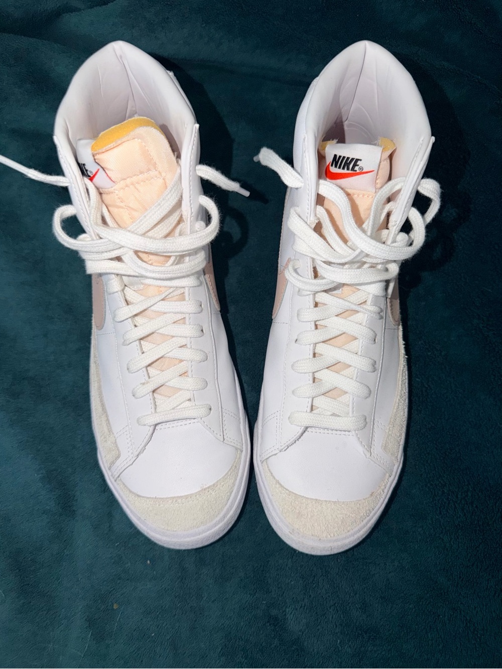 Nike Women’s White and Peach High-Top Sneakers